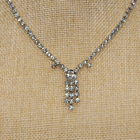 SALE 3 for $30 Gatsby style vintage rhinestone necklace - Picture 1 of 7